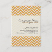 Carte De Visite Orange et blanc Chevron Motif Lin Texture 2 (Dos)