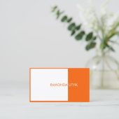 Carte De Visite Orange et blanc Élégant moderne (Debout devant)