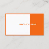 Carte De Visite Orange et blanc Élégant moderne (Devant)