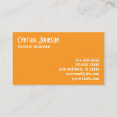 Carte De Visite Orange et blanc rétro Bold (Dos)