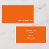 Carte De Visite Orange et blanc Simple propre (Devant / Derrière)