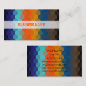 Carte De Visite Orange et bleu Hexagon Motif sans couture 2 (Devant / Derrière)