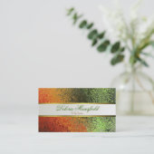 Carte de visite orange et vert élégant de regard (Debout devant)