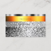 Carte De Visite Orange frais et Parties scintillant argentée Éléga (Devant)