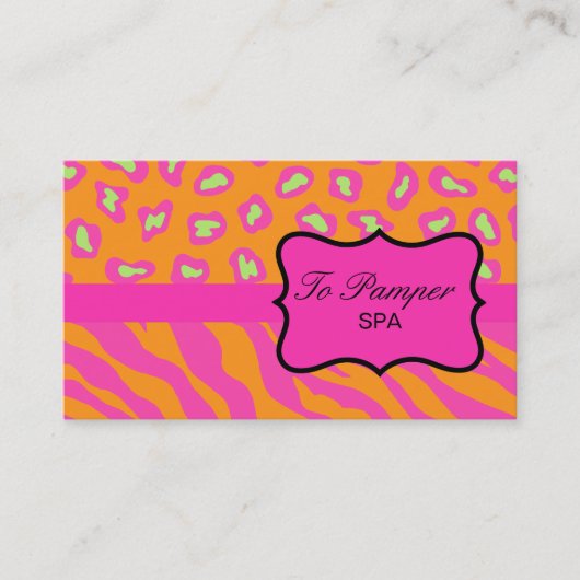 Carte De Visite Orange & Fuchsia Pink Zebra & Cheetah Skin personn (Devant)