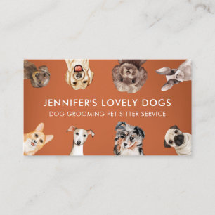 Carte De Visite Orange Funny Chiens de petite taille Pet Sitter