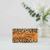 Carte De Visite Orange Gold Foil Leopard Brush Stroke (Debout devant)