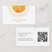Carte De Visite Orange Gold Sun Rays  (Devant / Derrière)