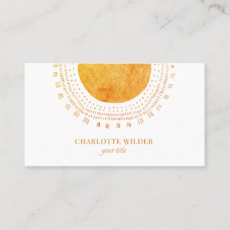 Carte De Visite Orange Gold Sun Rays 