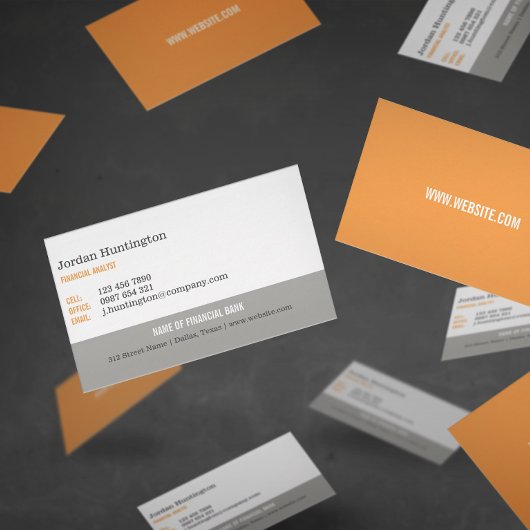 Carte De Visite Orange & Gray Minimal