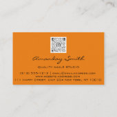 Carte De Visite Orange GreenGold Qualité Clou Script QRCode Logo (Dos)