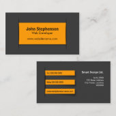Carte De Visite Orange grise moderne (Devant / Derrière)