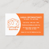 Carte De Visite Orange Jouer Chien Chat Pet Logo (Dos)