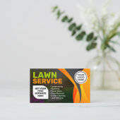 Carte De Visite Orange Lawn Service Landscaping Mowing Garden Care (Debout devant)