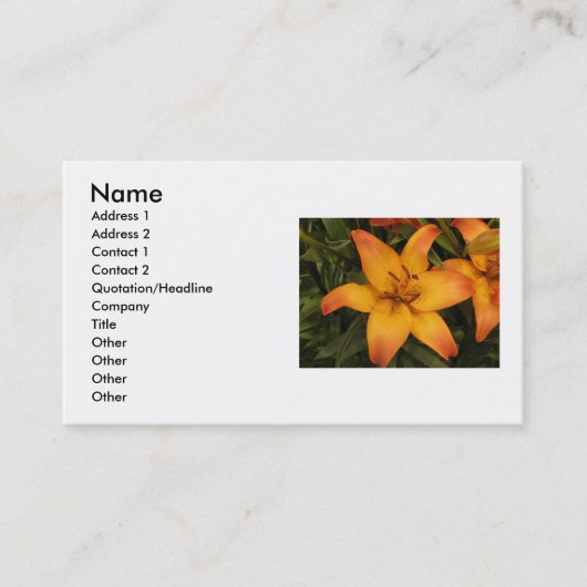 Carte de visite Orange Lily (Devant)