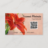 Carte De Visite Orange Lily Photo personnalisée QR Code Yoga Instr (Devant)