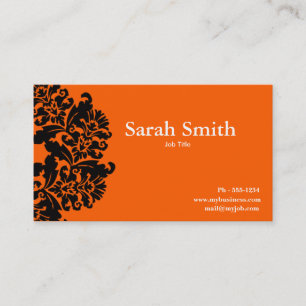 Carte de visite orange lumineux de damassé