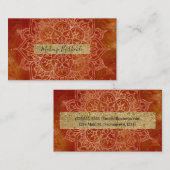 Carte De Visite Orange Mandala & Gold Glam Modern Chic (Devant / Derrière)