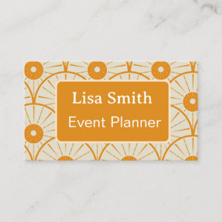 Carte De Visite Orange Modern Art déco sun Event Planner