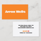 Carte De Visite Orange Modern Bold Typographie (Devant / Derrière)