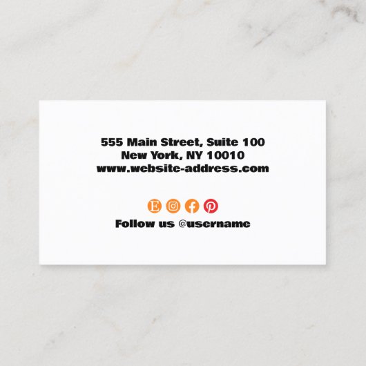 Carte De Visite Orange Modern Bold Typographie (Dos)