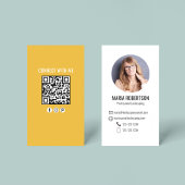 Carte De Visite Orange Modern Business QR Code Photo