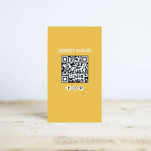 Carte De Visite Orange Modern Business QR Code Photo