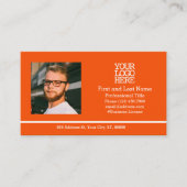 Carte De Visite Orange Modern Company Logo Photo de l'employé (Devant)
