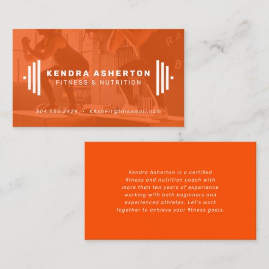 Carte de visite orange moderne avec photo (Devant / Derrière)