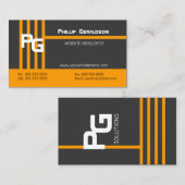 Carte De Visite Orange moderne de monogramme (Devant / Derrière)