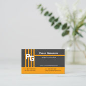 Carte De Visite Orange moderne de monogramme (Debout devant)