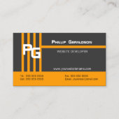 Carte De Visite Orange moderne de monogramme (Devant)