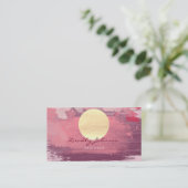 Carte De Visite Orange moderne de rose de peinture d'abrégé sur (Debout devant)