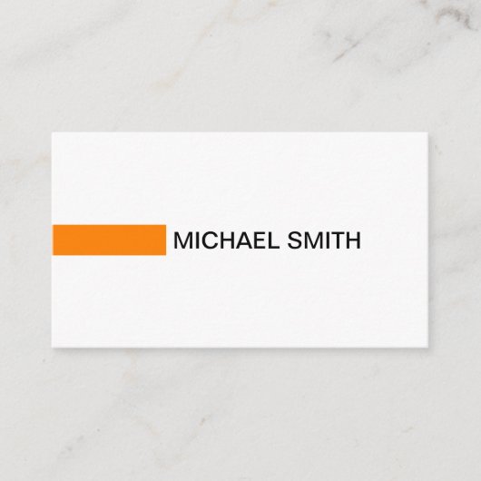 Carte De Visite Orange moderne élégant professionnel blanc pur (Devant)