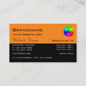 Carte De Visite Orange moderne et noir avec logo professionnel (Dos)