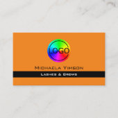 Carte De Visite Orange moderne et noir avec logo professionnel (Devant)