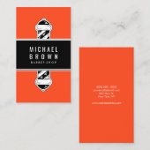 Carte De Visite Orange Moderne Pole en Barbier Hommes coiffure (Devant / Derrière)