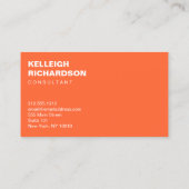 Carte de visite orange monogramme initial en gras (Dos)