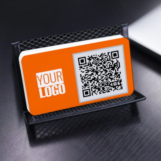 carte de visite orange néon - Code QR