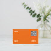 Carte De Visite orange néon - code QR (Debout devant)