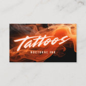 Carte De Visite Orange Neon & Smoke Tattoo Artist QR Code (Devant)