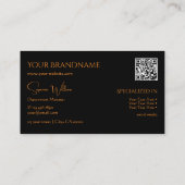 Carte De Visite Orange noir clair moderne avec Monogramme QR-Code (Dos)