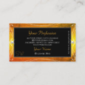 Carte De Visite Orange Noir Diamants Étincelants Orné Monogramme (Dos)