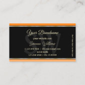 Carte De Visite Orange noir et bracelet chic avec Monogramme (Dos)