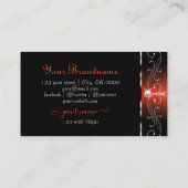 Carte De Visite Orange Noir Squiggles étincelles Diamants Monogram (Dos)