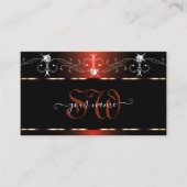 Carte De Visite Orange Noir Squiggles étincelles Diamants Monogram (Devant)