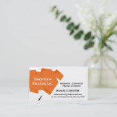 Carte De Visite Orange Paint Roller Painting Company (Debout devant)