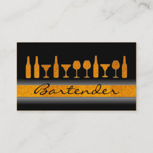 Carte De Visite Orange parties scintillant bartender boissons cart