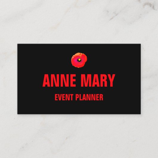 Carte De Visite Orange Peony Floral Custom Black Cool professionne (Devant)