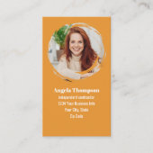 Carte De Visite Orange Photo QR Code Connect with Me Business (Devant)